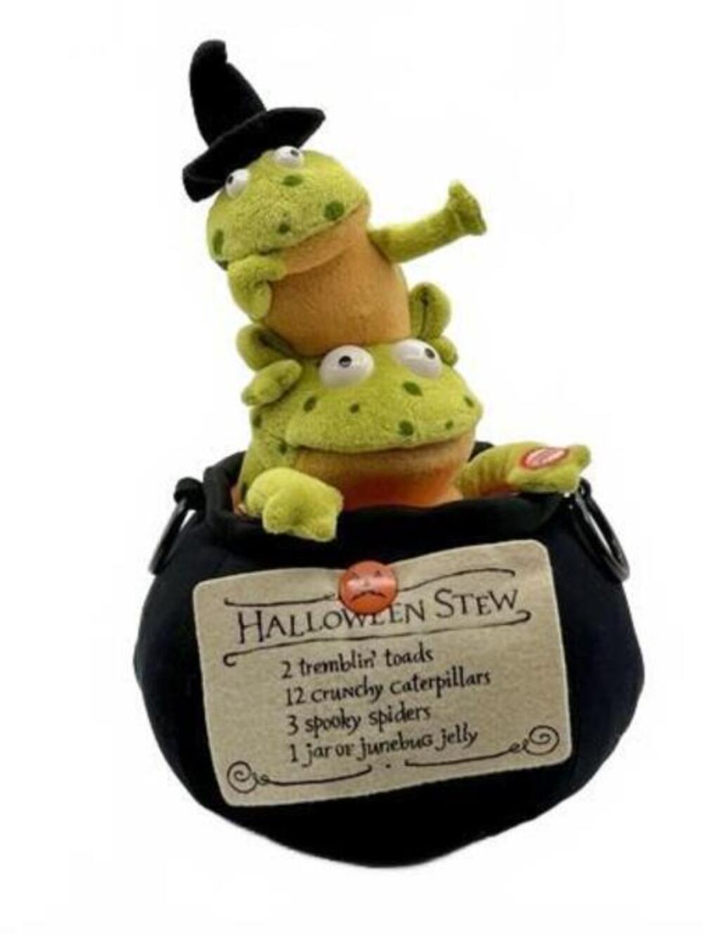 Hallmark Tremblin Toads Animated Halloween Plush Witch Hat Cauldron
